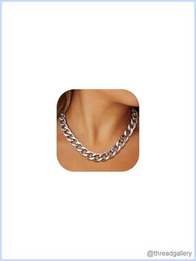 Chunky Cuban Link Chain Necklace 14K Gold Stainless Steel 16mm Statement